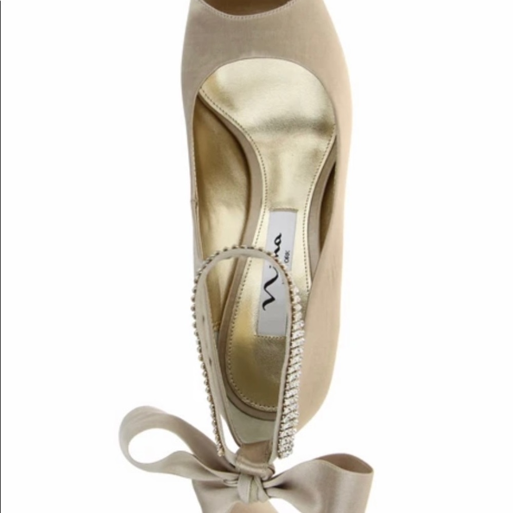 Nina Emma Crystal champagne wedge heels